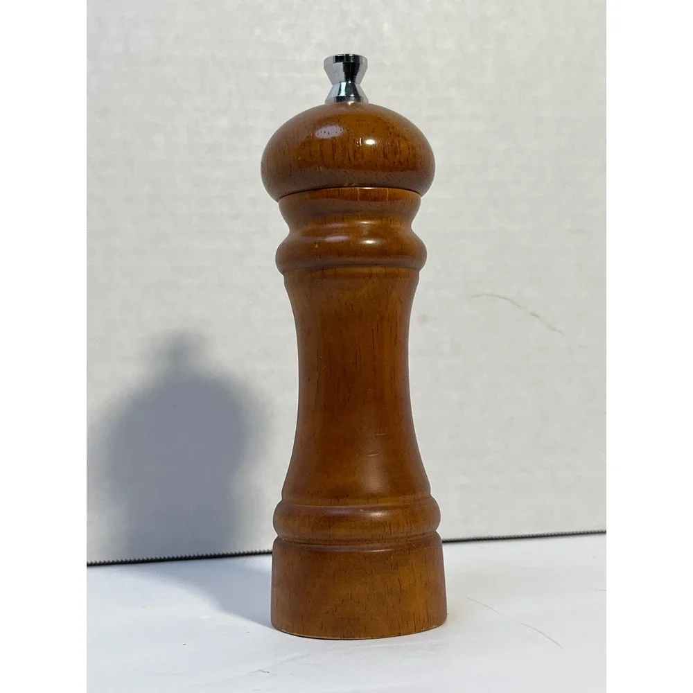 Vintage Spice Tree Wooden Pepper Mill Manual Spice Grinder Wood Chrome Knob